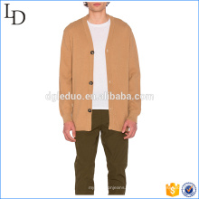 Cierre de botón frontal personalizado punto cardigan diseño hombres con capucha suéter